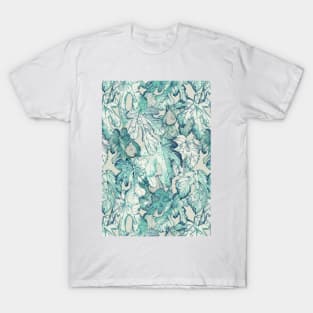 Fig Leaf Fancy - a pattern in teal and grey T-Shirt